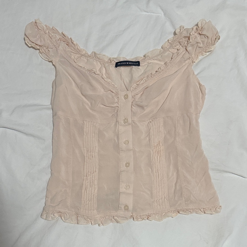 Brandy Melville Ruffled Blush Top